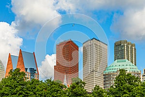 Central business district with skyscrapers, The Hague, Netherlands