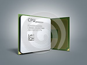 Central Computer Processors CPU High resolution 3d render on grey