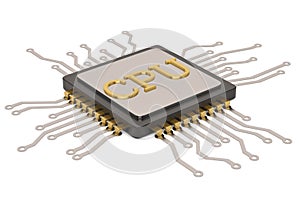 Central computer processors cpu isolated on white background 3D illustration