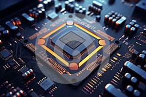 Central Computer Processors CPU. Motherboard digital chip. By generative Ai