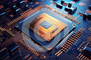 Central Computer Processors CPU. Motherboard digital chip. By generative Ai