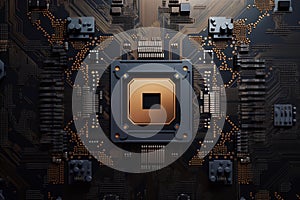 Central Computer Processors CPU. Motherboard digital chip. By generative Ai