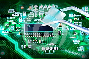 Central Computer Processors. Modern Motherboard
