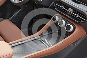 Central console in the car with storage space