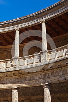 Central Courtyard in Alhambra palace at Granada Spain