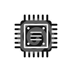 Central cpu processor icon in flat style. Microprocessor silhouette vector illustration on isolated background. Ai chip sign
