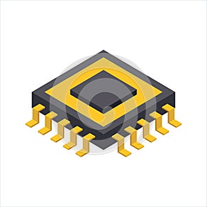 Central cpu processor icon in flat style. Microprocessor vector illustration on isolated background. Ai chip sign business concept