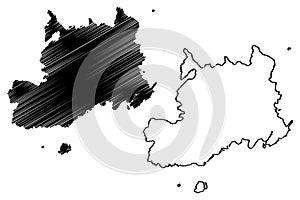 Central Division Republic of Fiji, Melanesia map vector illustration, scribble sketch Viti Levu, Beqa Islands map