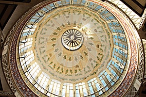 Central dome in the temple with mosaic inserts inside view