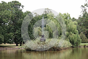 Central focal point of the Malmsbury botanic gardens 1850s is the ornamental lake with its island and bluestone fountain photo