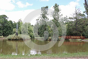 The focal point of the Malmsbury botanic gardens 1850s is the ornamental lake with its island and fountain photo