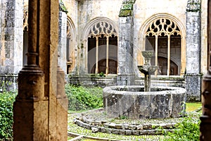 Fountain in the courtyard of the cloister of the Monastery of Santo Domingo de Silos in Burgos, Spain photo