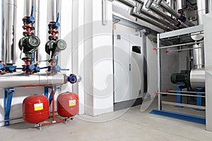 Central heating and cooling system control in a boiler room
