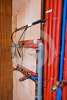 Central heating and hot water pipes in the house