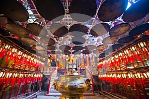 Central, Hong Kong - January 12, 2018 :Incense Coils and lantern