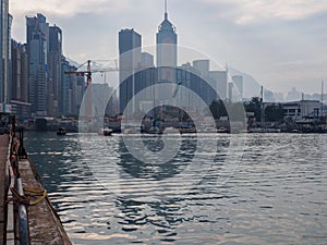 An image of the Hong Kong skyline, viewed from Island Eastern Corridor