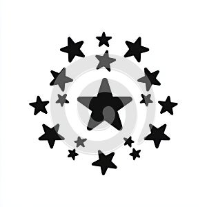 Circle of Black Stars on White Background