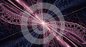 Central light explodes through complex cosmic filaments