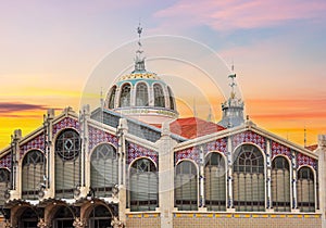 Central market Mercat Central building in Valencia, Spain