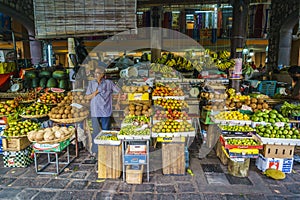 Fruits and vegetable stand at a market