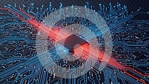 Central microchip processing data through circuit board