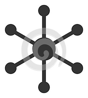 Central Node Raster Icon Flat Illustration