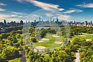 Central Park aerial view in Manhattan, New York.