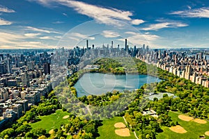 Central Park aerial view in Manhattan, New York.