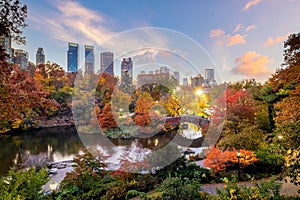 Central Park in autumn  in midtown Manhattan New York City