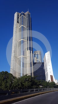 Central Park, Parque Central with blue intense sky,Caracas Venezuela photo