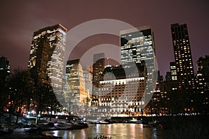 Central Park and manhattan skyline at night