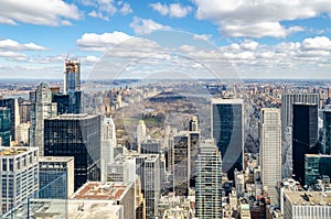 Central Park New York City aerial view from Rockefeller Center