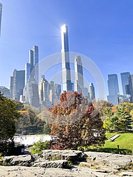 Central park view, autumn, New York city, USA