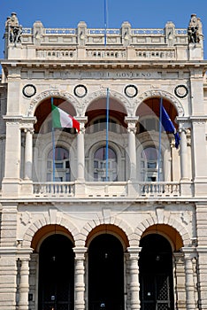 Central part of the building of the Prefecture of Trieste in Friuli Venezia Giulia (Italy)