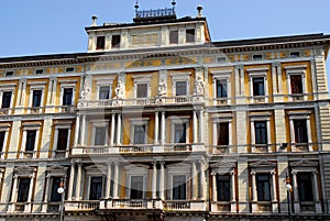 Central part of the facade of an important building in Trieste in Friuli Venezia Giulia (Italy)