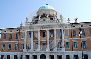 Central part of the facade of an important building in Trieste in Friuli Venezia Giulia (Italy)