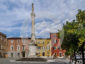 The central Piazza Mercurio square, Massa, Italy photo