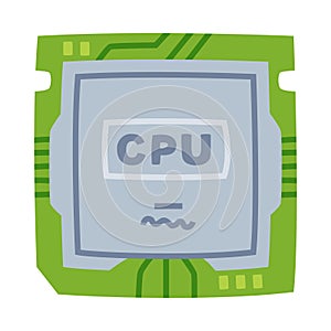 Central Processing Unit as Personal Computer Accessory and Component Vector Illustration