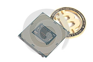 Central processing unit CPU microchip with Bitcoin