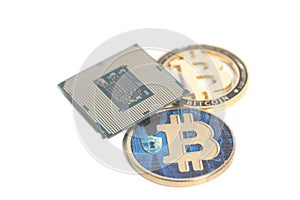 Central processing unit CPU microchip with Bitcoin
