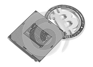 Central processing unit CPU microchip with Bitcoin
