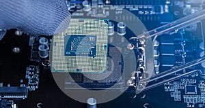 Central Processing Unit (CPU) Replacement by a repairman maintenance, microprocessor chipset