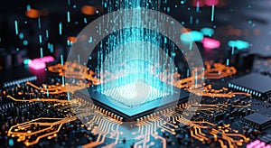 Central Processing Unit Futuristic Microchip Data Stream Electronic Component Technology