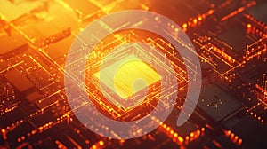 Central processing unit glowing circuit board technology