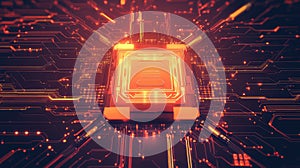 Central processing unit integrating into glowing circuit board