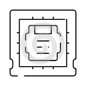 Central processing unit microchip technology line art