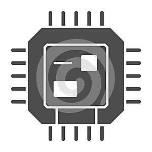 Central processing unit solid icon, Robotization concept, CPU sign on white background, Computer chip or microchip icon