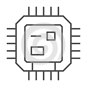 Central processing unit thin line icon, Robotization concept, CPU sign on white background, Computer chip or microchip