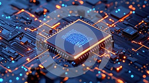 Central processing unit working on a circuit board