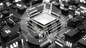 Central processing unit working on a computer circuit board